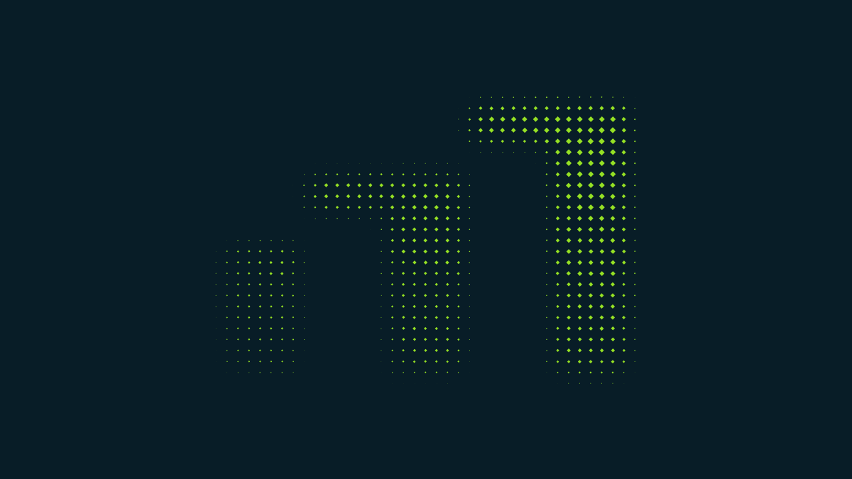 Machinify logo in neon green dots against a dark background.